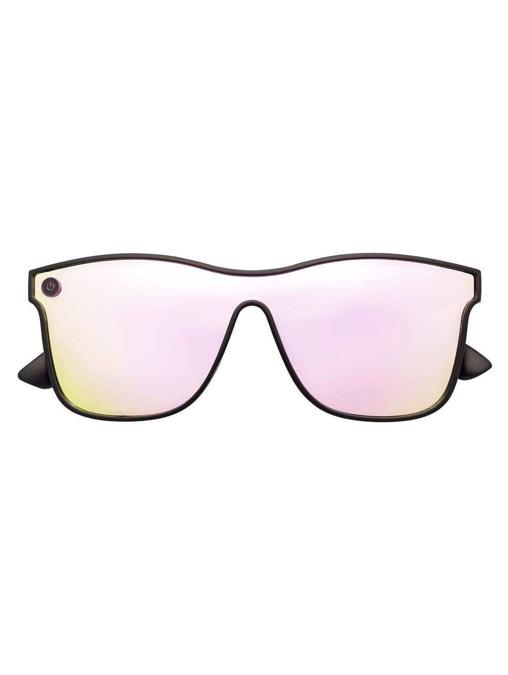 ZENITH - Mono Lens Shield Horn Rimmed Sunglasses Red-Black Pink Mirror